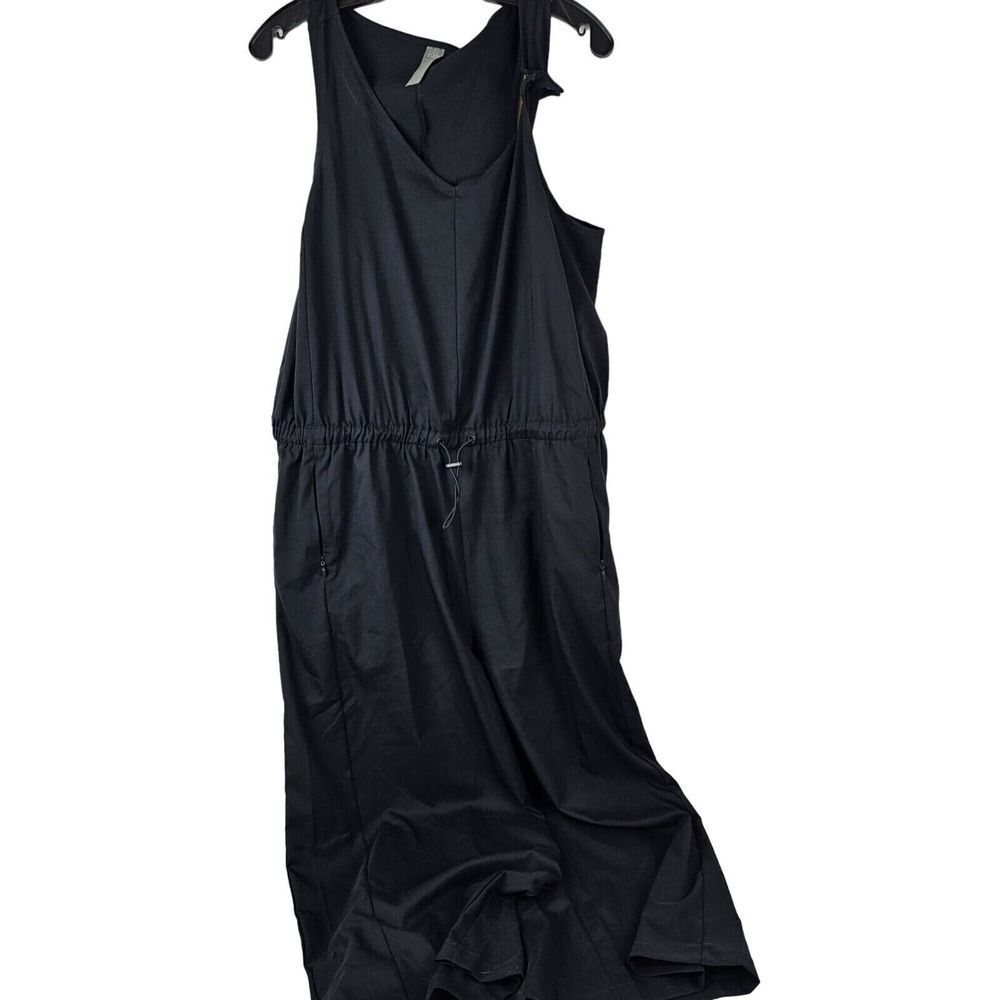 Zuda Womens Black Jumpsuit Wide Leg Sleeveless Elastic Waist Size M‎